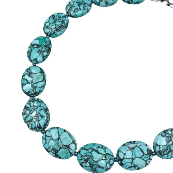 Graduated Turquoise Single Strand Layered Statement Necklace - Picture 2 of 5
